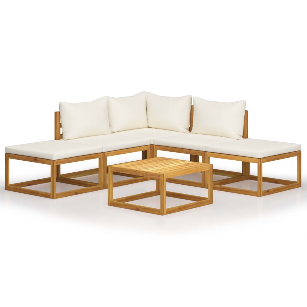 Vidaxl 6 Piece Patio Lounge Set With Cushions Solid Acacia Wood