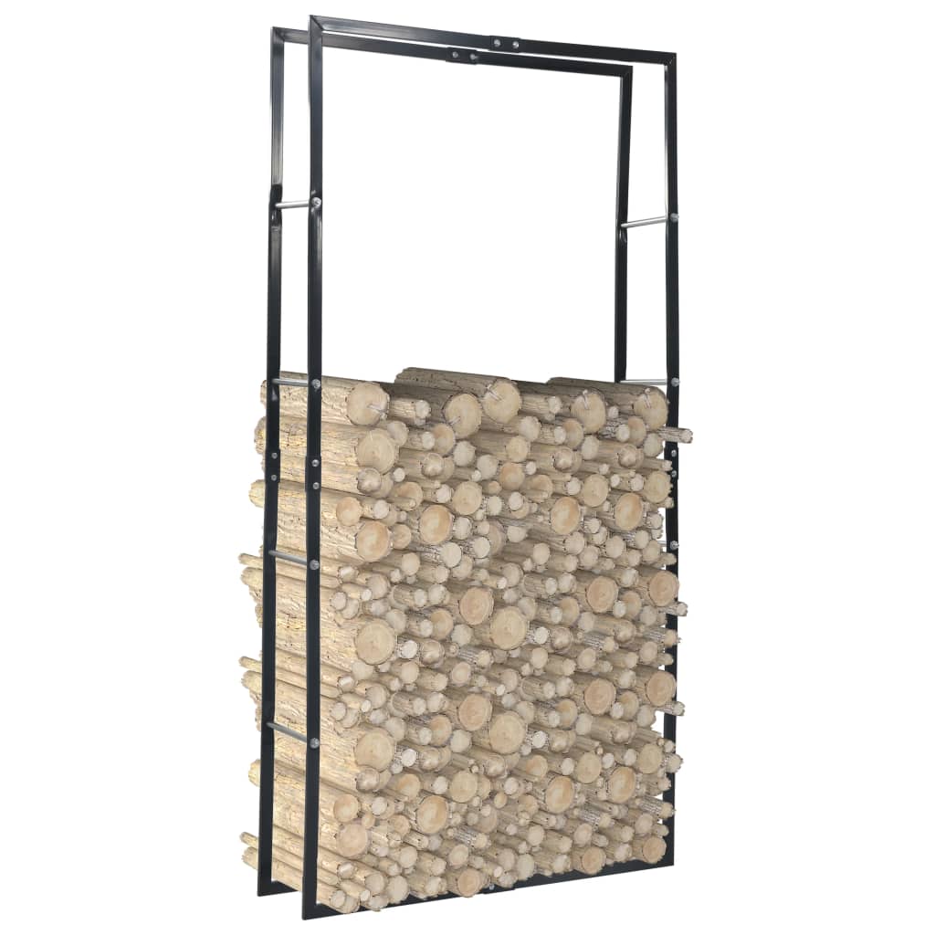 Vidaxl Firewood Rack Black 39.4X9.8X78.7 Steel