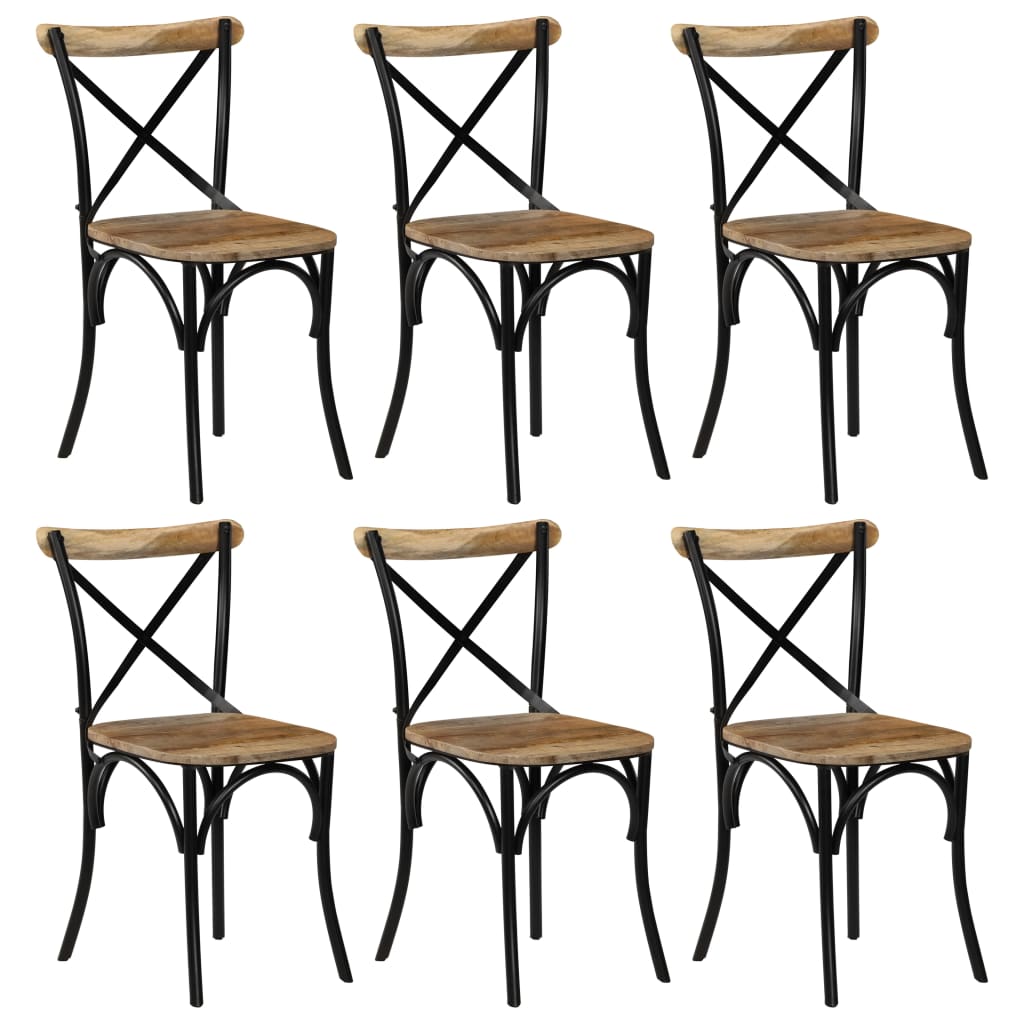 Vidaxl Cross Chairs 6 Pcs Black Solid Mango Wood