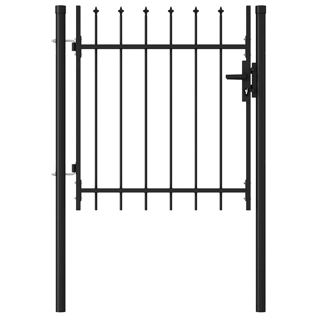 Vidaxl Fence Gate Single Door With Spike Top Steel 39.4X39.4 Black