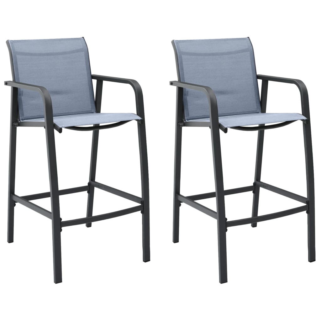 Vidaxl Patio Bar Chairs 2 Pcs Gray Textilene