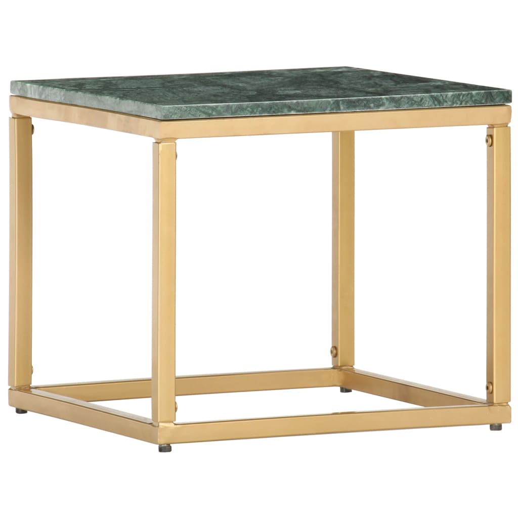 Vidaxl Coffee Table Green 15.7X15.7X13.8 Real Stone With Marble Texture