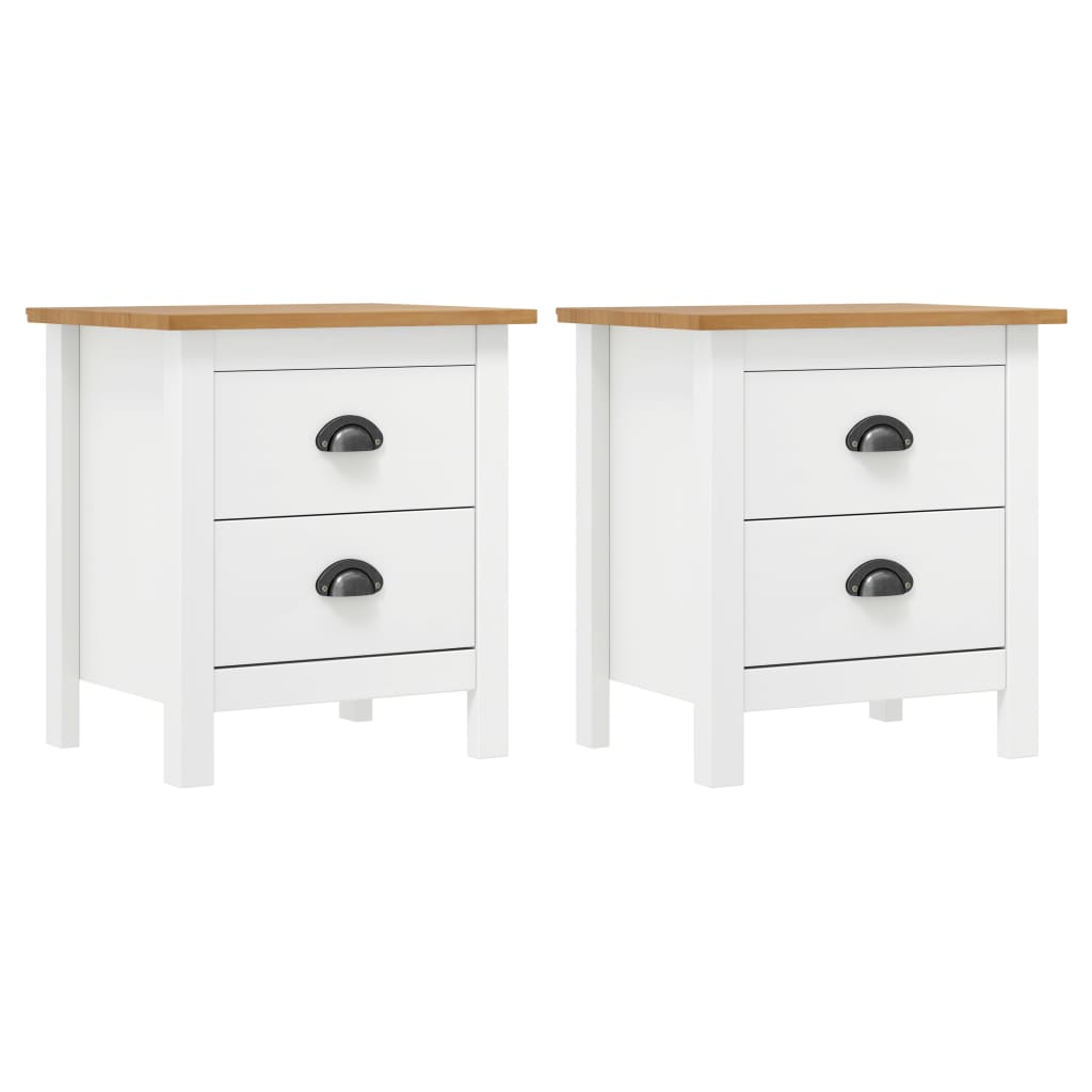 Vidaxl Bedside Cabinet Hill 2 Pcs White 18.1X13.8X19.5 Solid Pine Wood