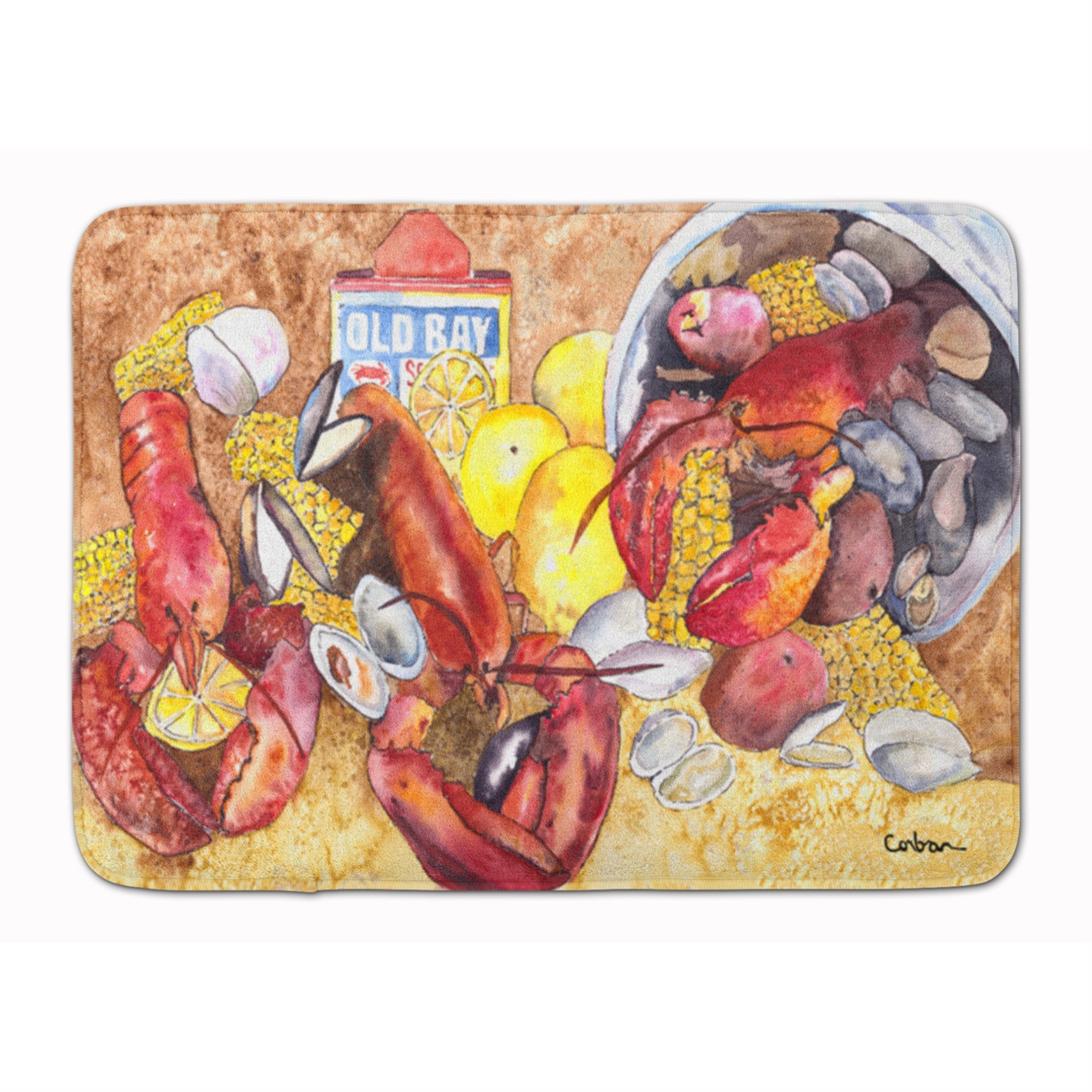 Caroline'S Treasures Lobster With Old Bay Floor Mat, 19 X 27, Multicolor