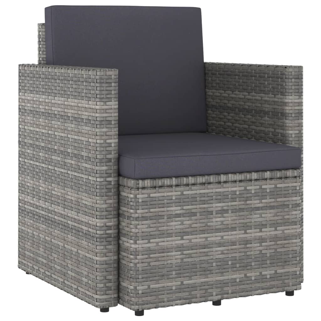 Vidaxl Patio Chair With Cushions Poly Rattan Gray