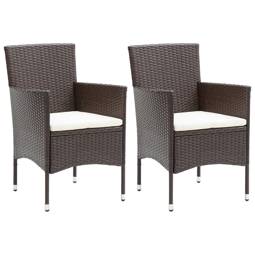 Vidaxl Patio Dining Chairs 2 Pcs Poly Rattan Brown