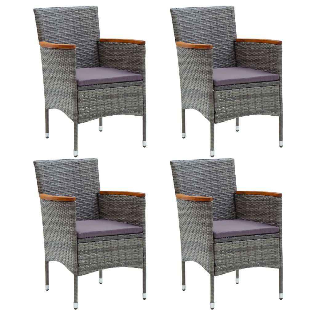 Vidaxl Patio Dining Chairs 4 Pcs Poly Rattan Gray