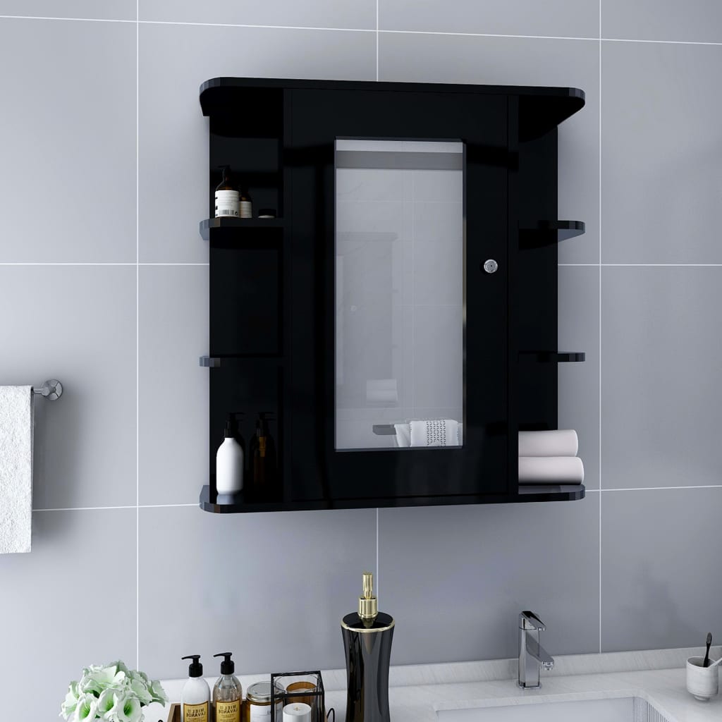 Vidaxl Bathroom Mirror Cabinet Black 26X6.7X24.8 Mdf