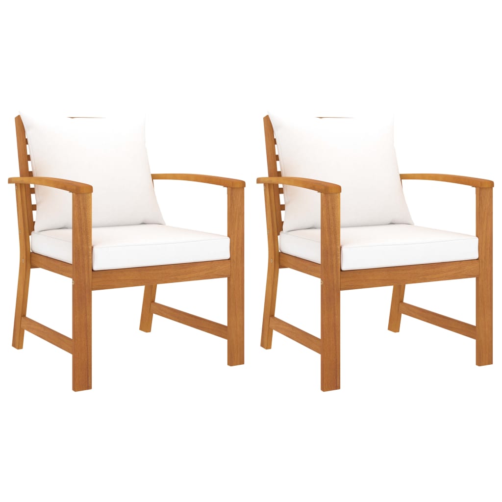Vidaxl Patio Chairs 2 Pcs With Cream Cushion Solid Acacia Wood
