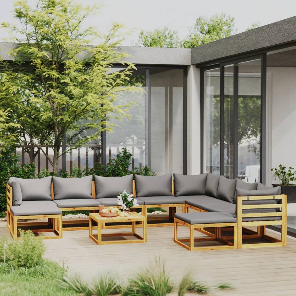 Vidaxl 11 Piece Patio Lounge Set With Cushion Solid Acacia Wood