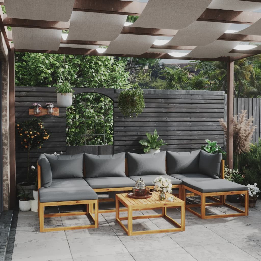 Vidaxl 7 Piece Patio Lounge Set With Cushion Solid Acacia Wood