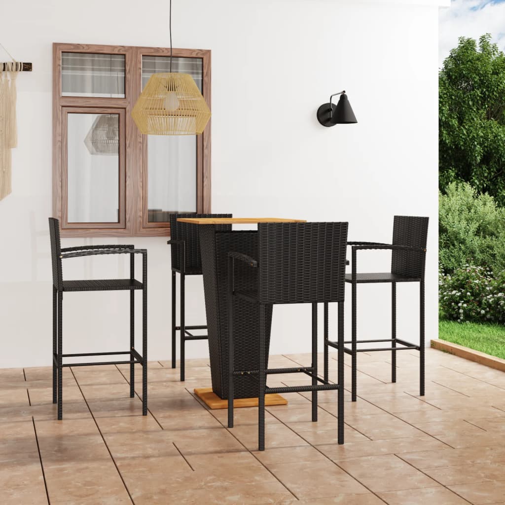 Vidaxl 5 Piece Patio Bar Set Black