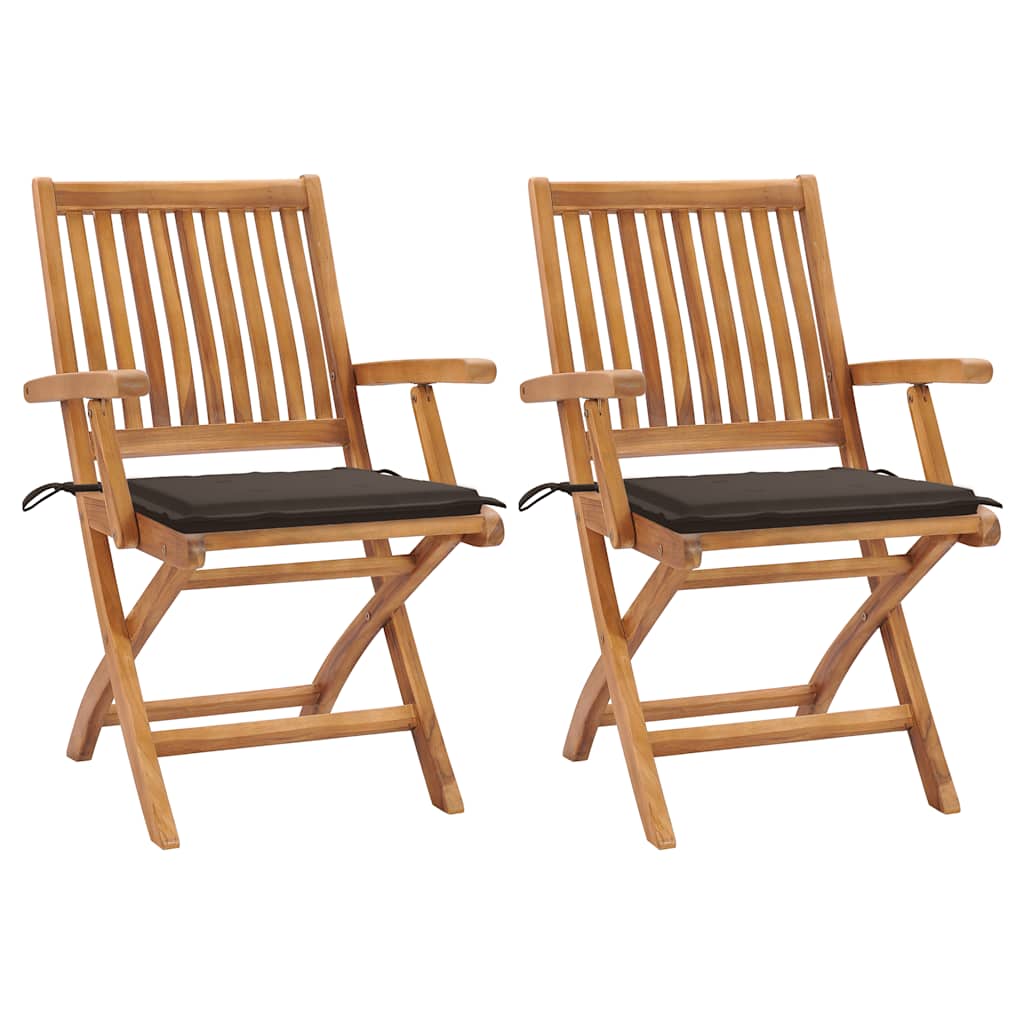 Vidaxl Patio Chairs 2 Pcs With Taupe Cushions Solid Teak Wood