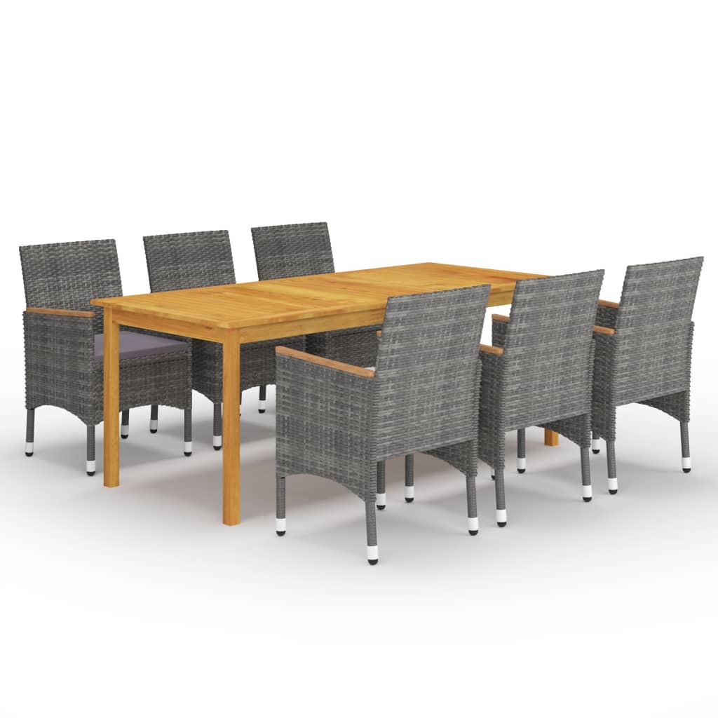 Vidaxl 7 Piece Patio Dining Set Gray
