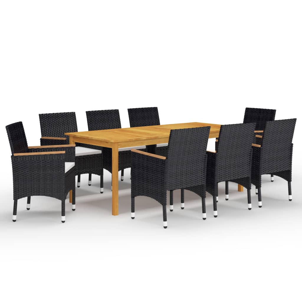 Vidaxl 9 Piece Patio Dining Set Black