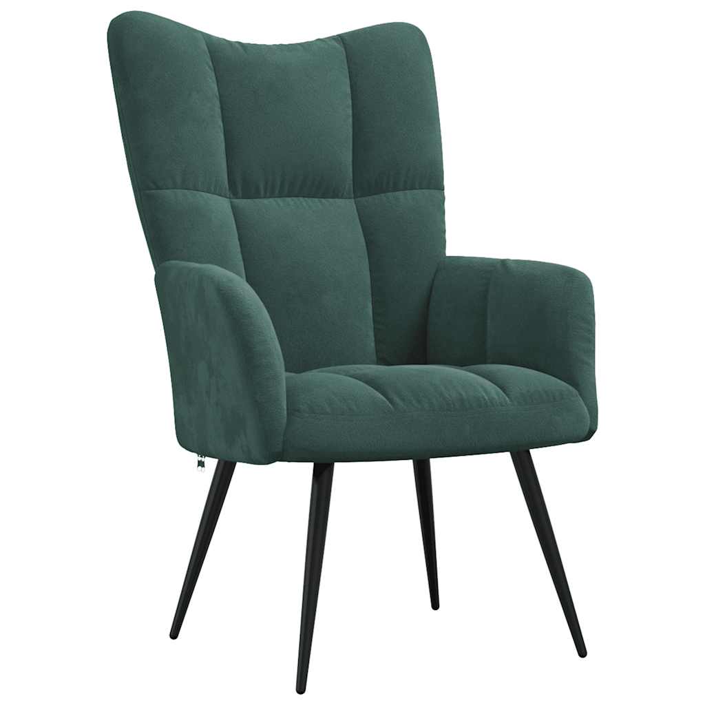 Vidaxl Relaxing Chair Dark Green Velvet