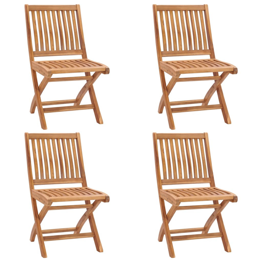 Vidaxl Folding Patio Chairs 4 Pcs Solid Teak Wood