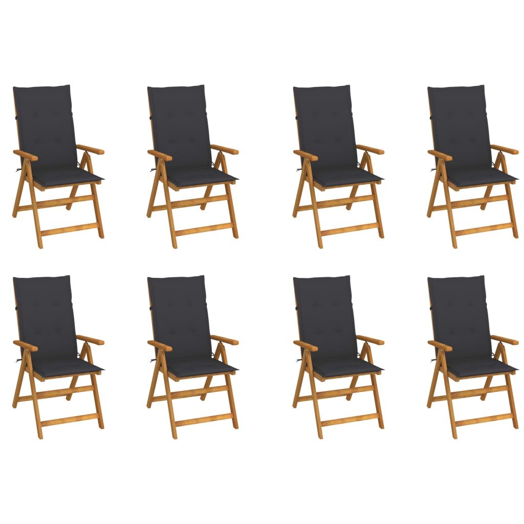 Vidaxl Folding Patio Chairs With Cushions 8 Pcs Solid Acacia Wood