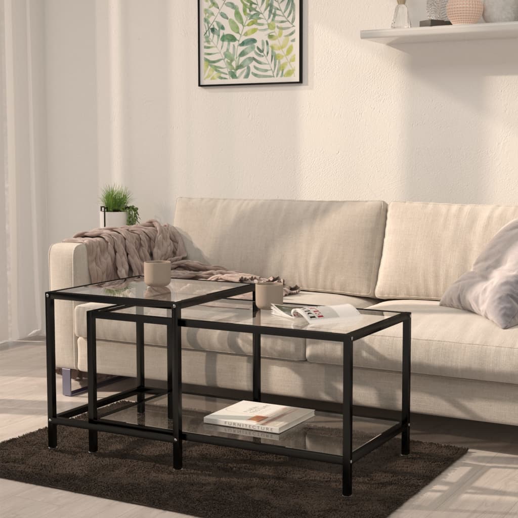 Vidaxl Tea Tables 2 Pcs Tempered Glass Transparent