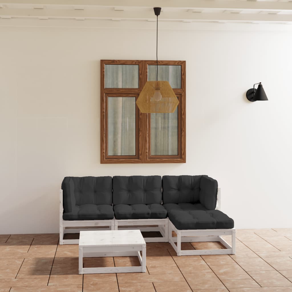 Vidaxl 5 Piece Patio Lounge Set With Cushions Solid Pinewood