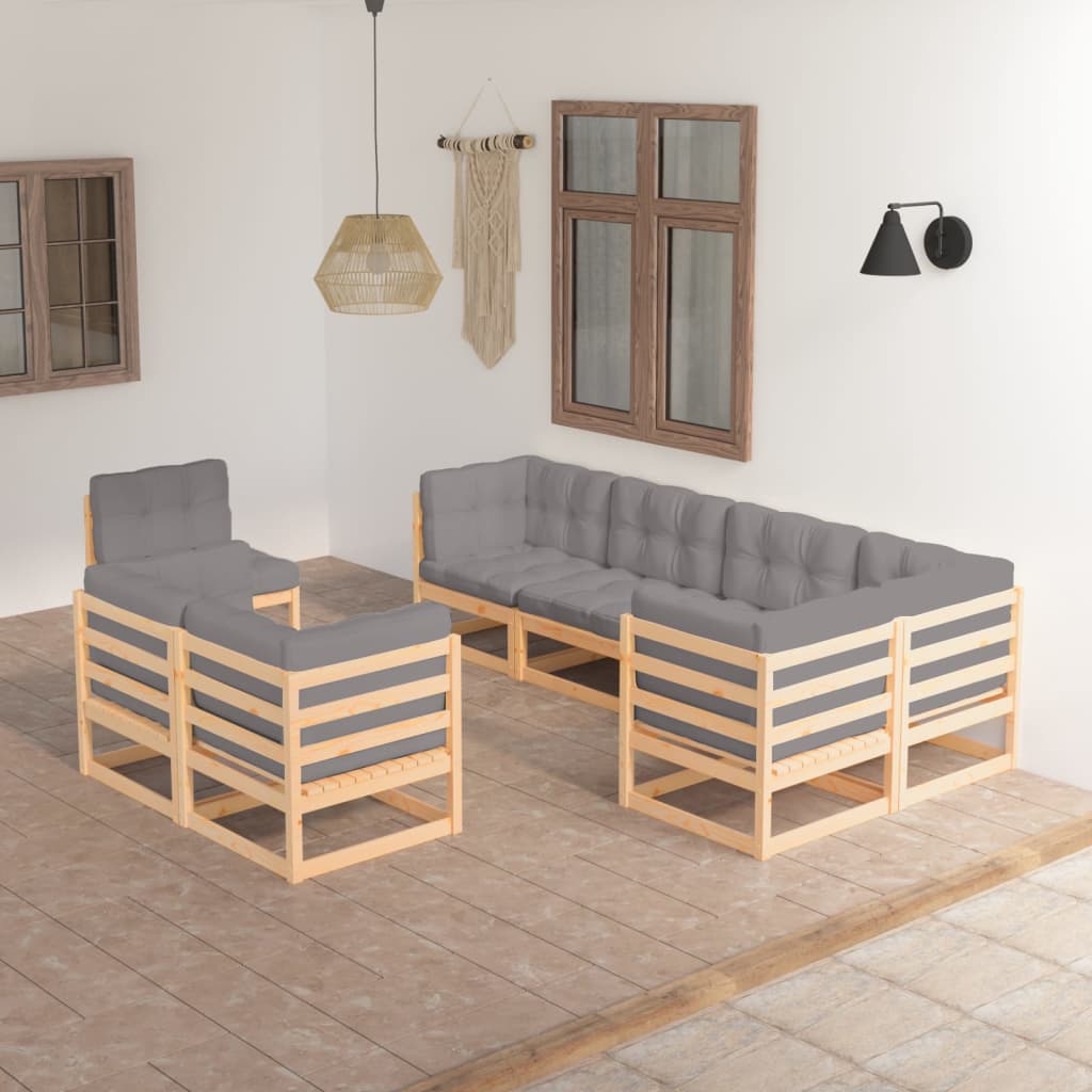 Vidaxl 8 Piece Patio Lounge Set With Cushions Solid Pinewood