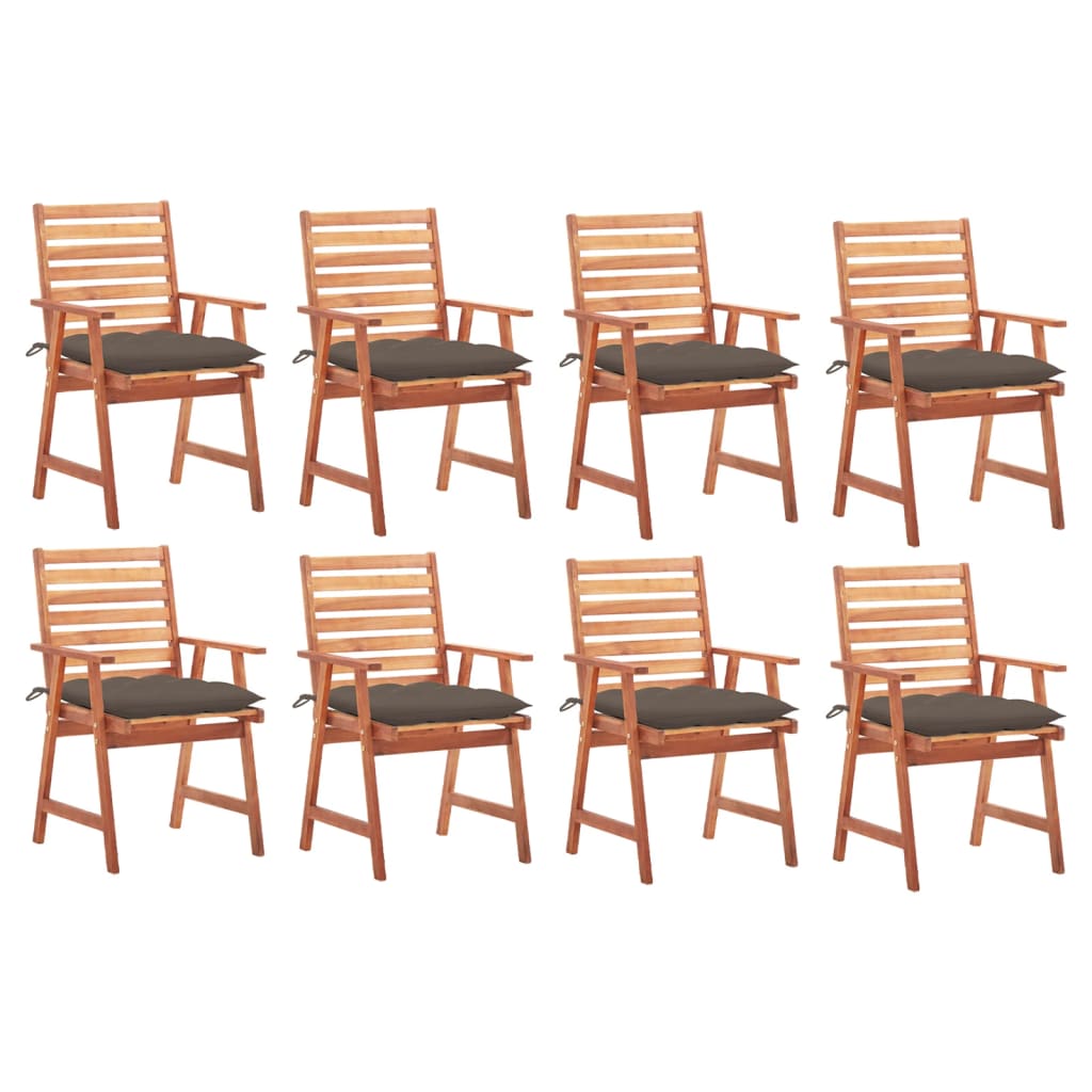 Vidaxl Patio Dining Chairs 8 Pcs With Cushions Solid Acacia Wood