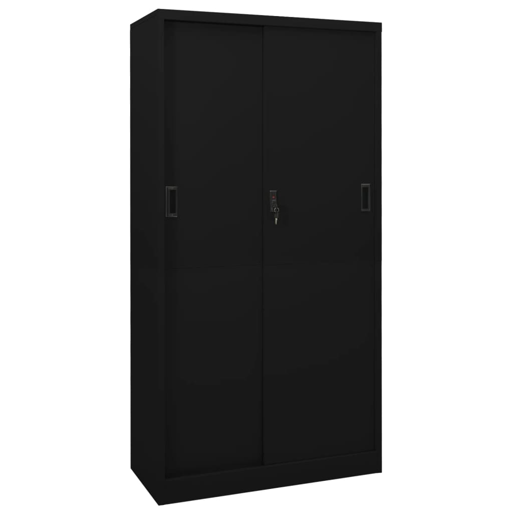 Vidaxl Office Cabinet With Sliding Door Black 35.4X15.7X70.9 Steel