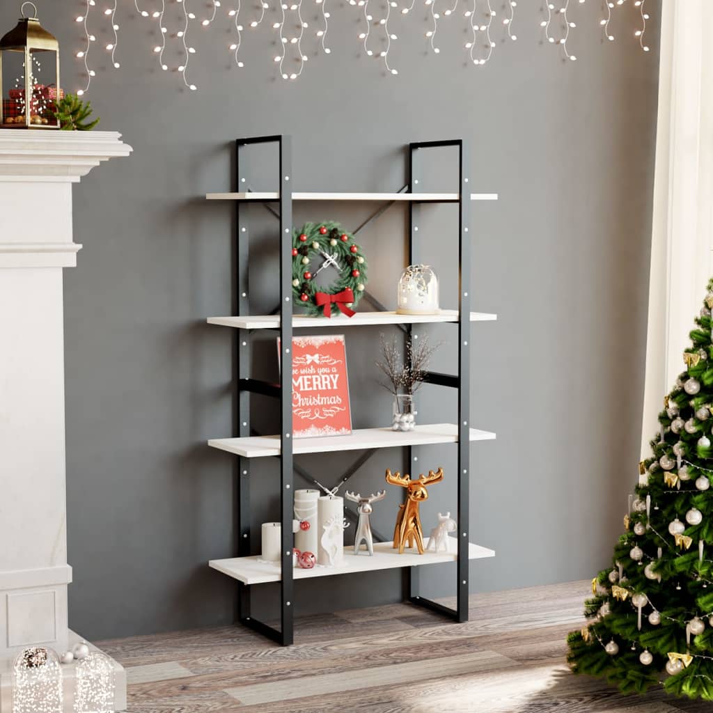 Vidaxl 4-Tier Book Cabinet White 31.5X11.8X55.1 Solid Pine Wood