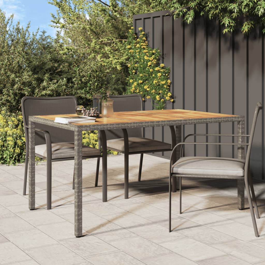 Vidaxl Patio Table 59.1X35.4X29.5 Poly Rattan And Acacia Wood Gray