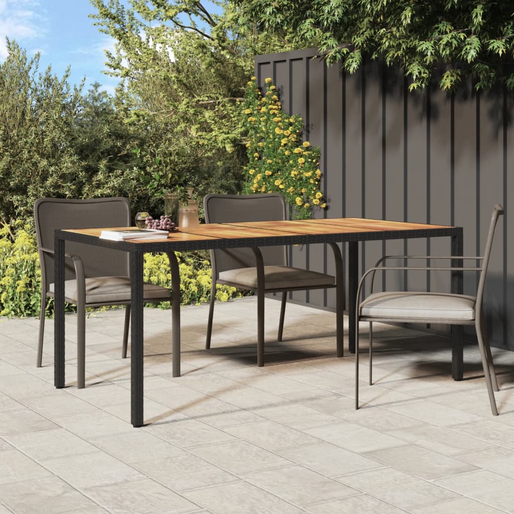 Vidaxl Patio Table 74.8X35.4X29.5 Poly Rattan And Acacia Wood Black