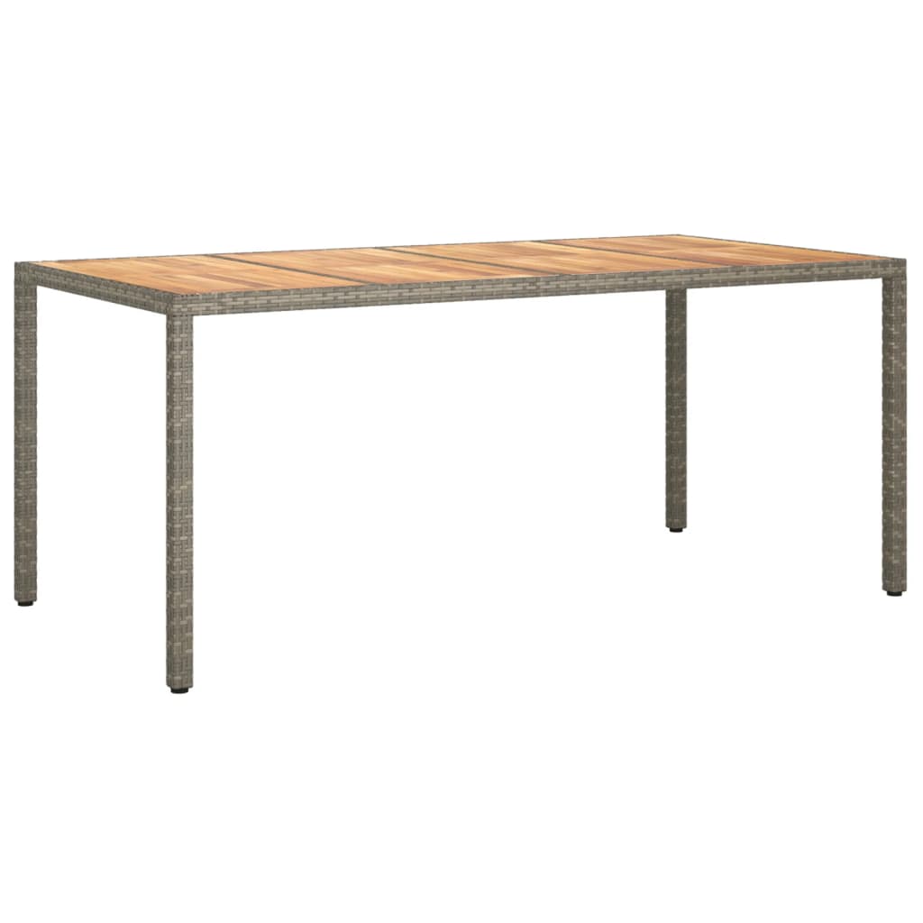 Vidaxl Patio Table 74.8X35.4X29.5 Poly Rattan And Acacia Wood Gray