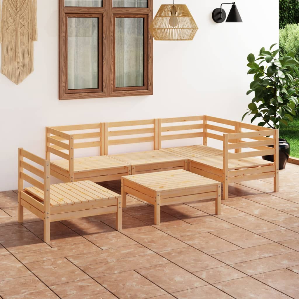 Vidaxl 6 Piece Patio Lounge Set Solid Pinewood