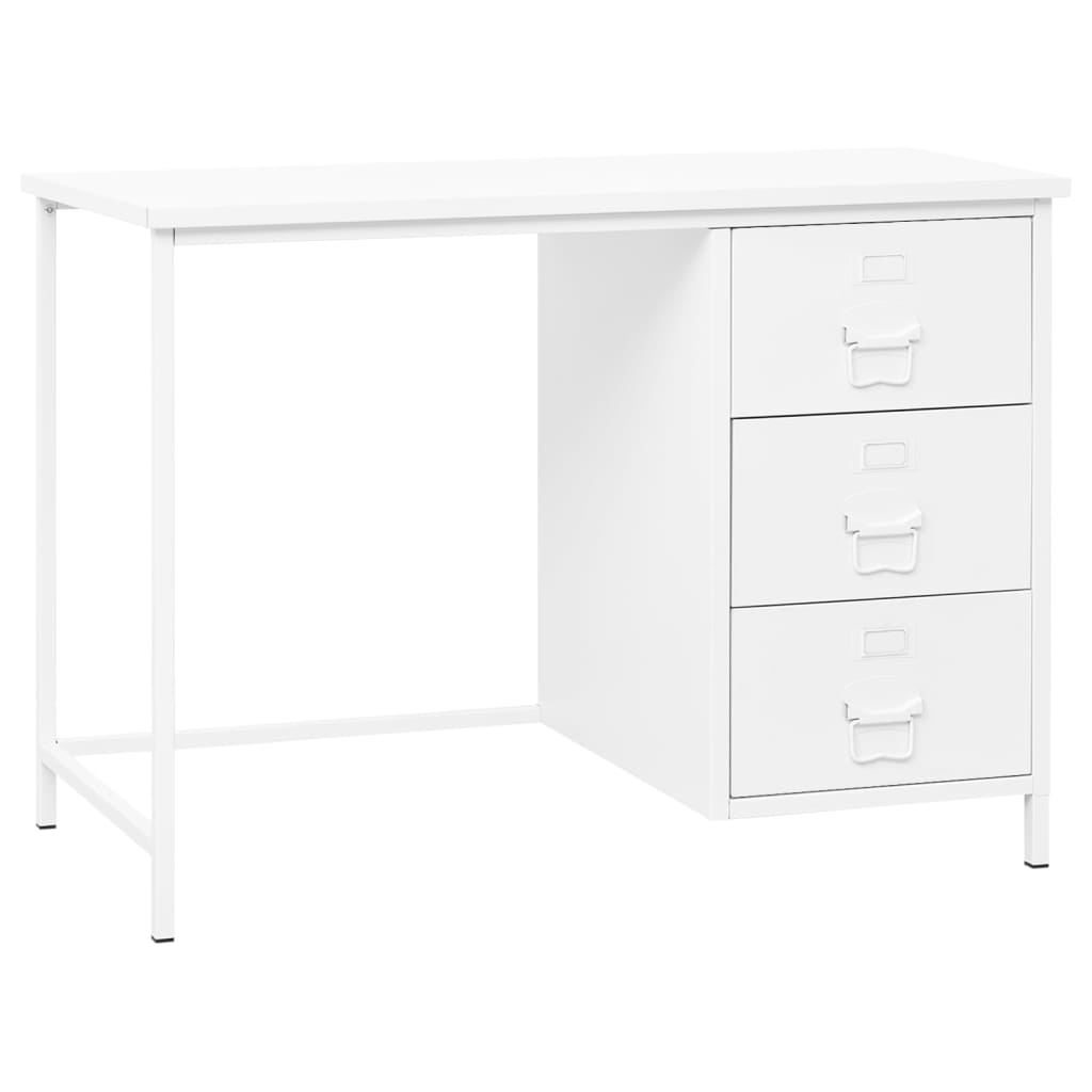 Vidaxl Industrial Desk With Drawers White 41.3X20.5X29.5 Steel