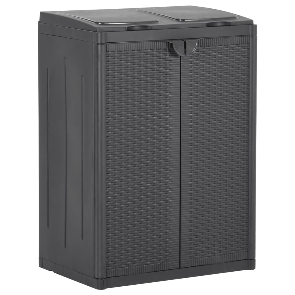 Vidaxl Trash Bin With 2 Doors Black 25.6X17.7X34.6 Pp