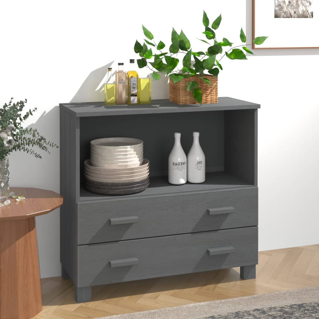 Vidaxl Sideboard Dark Gray 33.5X13.8X31.5 Solid Wood Pine