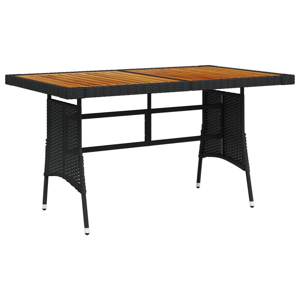Vidaxl Patio Table Black 51.2X27.6X28.3 Poly Rattan & Solid Acacia Wood
