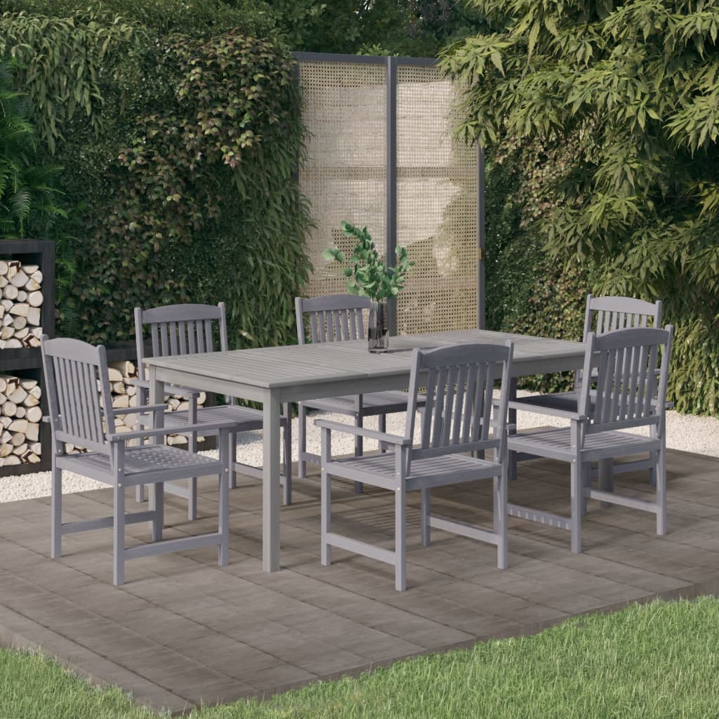 Vidaxl 7 Piece Patio Dining Set Solid Wood Acacia Gray