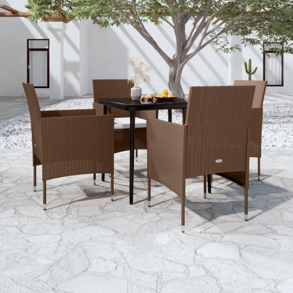 Vidaxl 5 Piece Patio Dining Set With Cushions Brown And Black