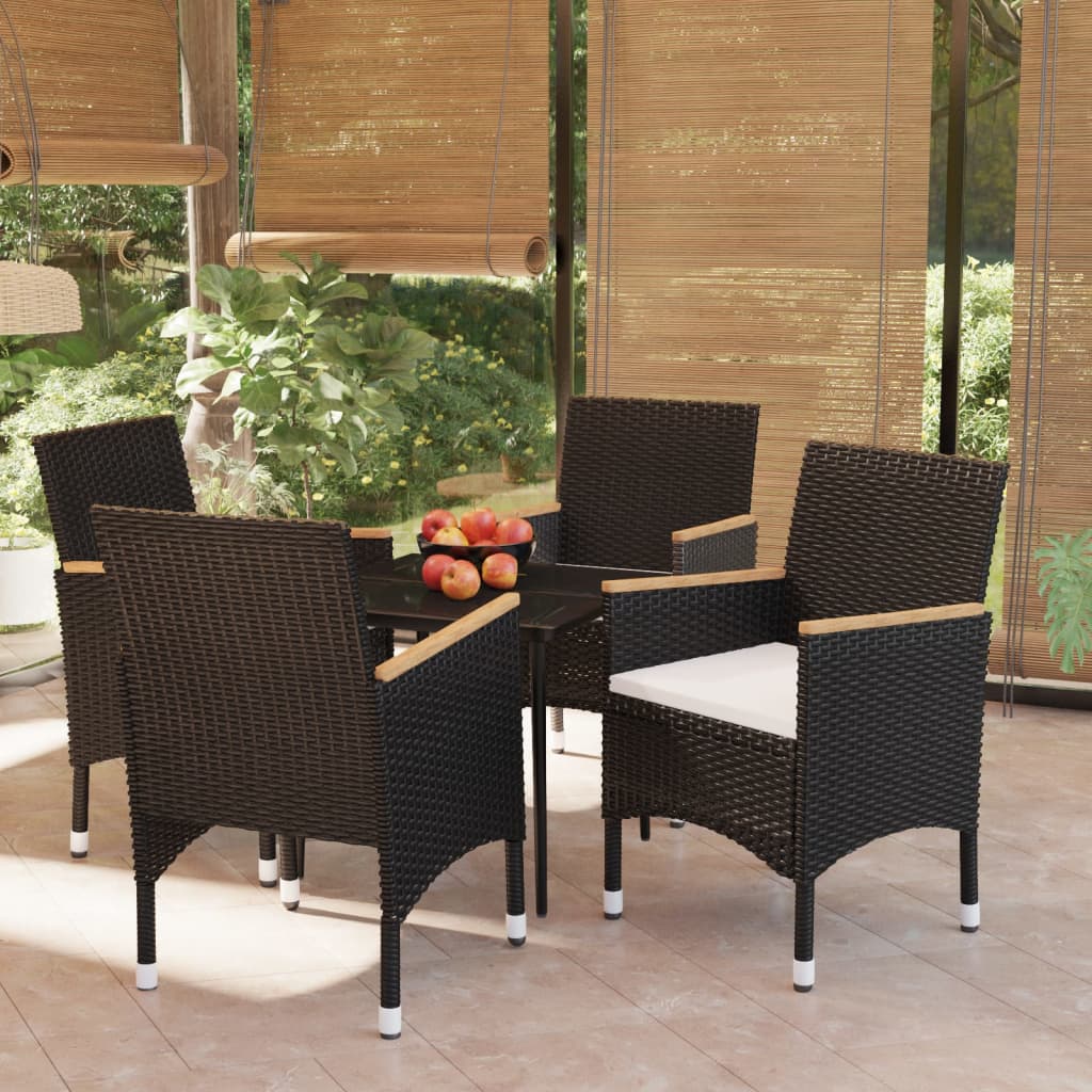 Vidaxl 5 Piece Patio Dining Set With Cushions Black