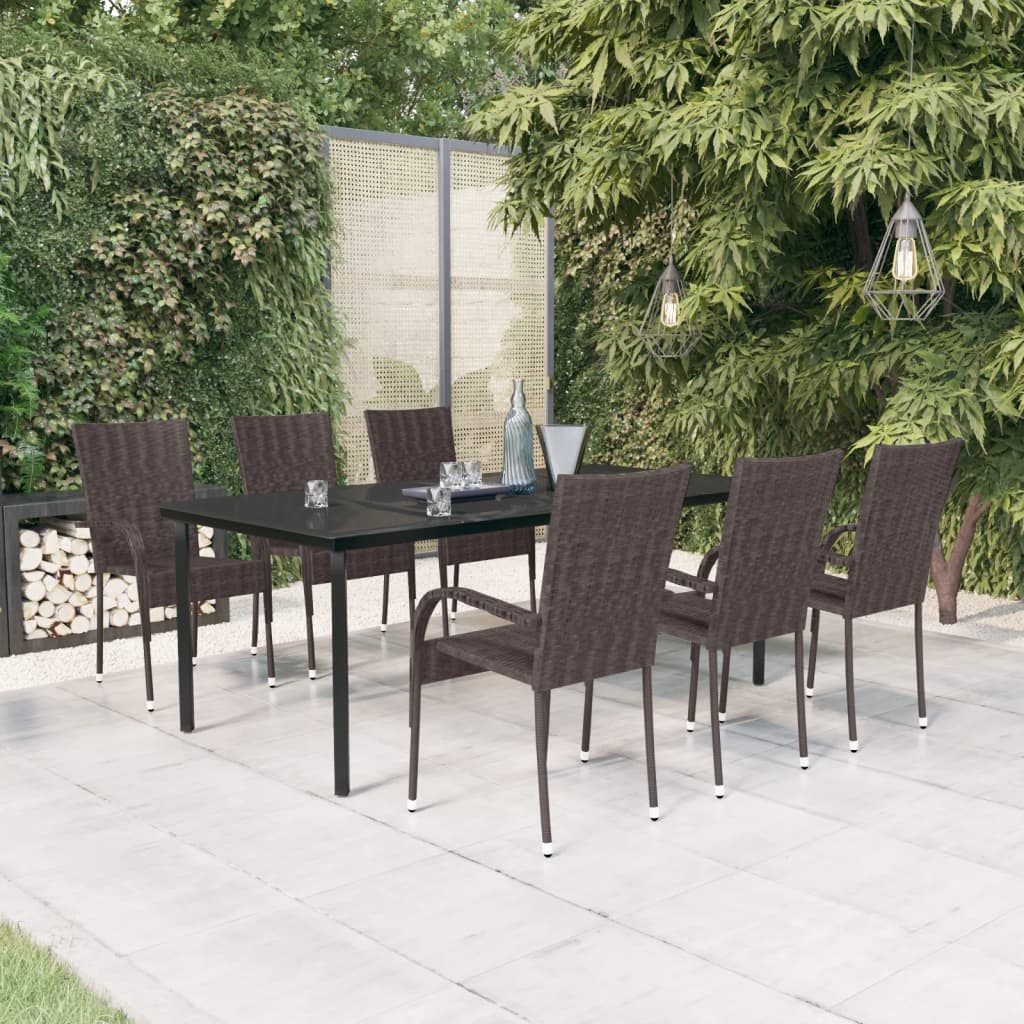 Vidaxl 7 Piece Patio Dining Set Brown And Black