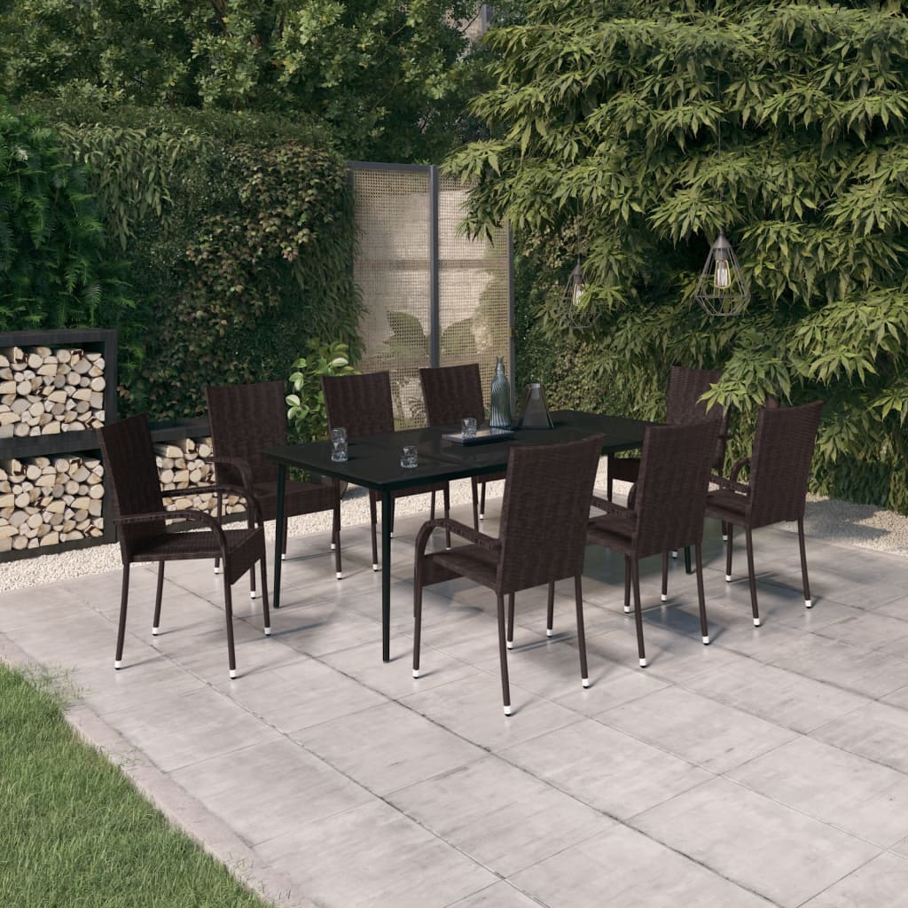 Vidaxl 9 Piece Patio Dining Set Brown And Black