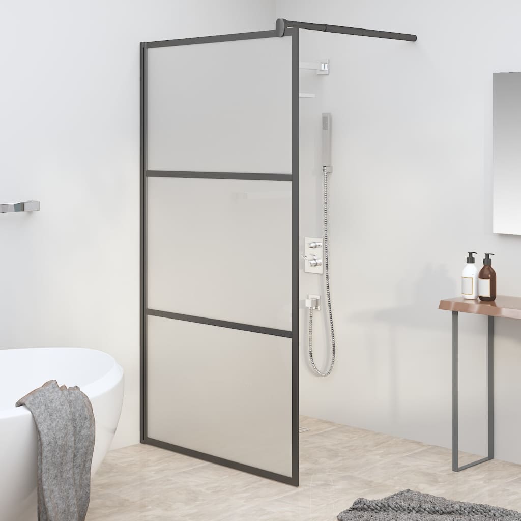 Vidaxl Walk-In Shower Wall 45.3X76.8 Frosted Esg Glass Black