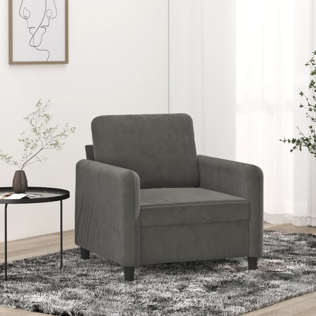Vidaxl Sofa Chair Dark Gray 23.6 Velvet