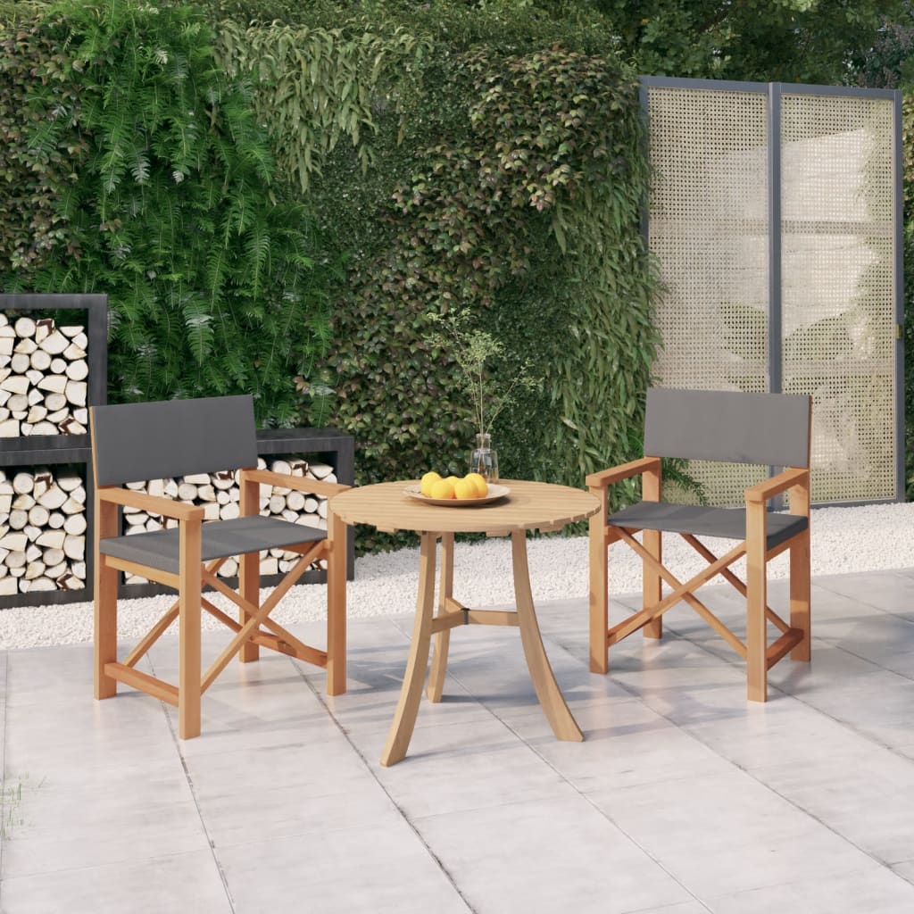 Vidaxl Director'S Chairs 2 Pcs Solid Teak Wood Gray