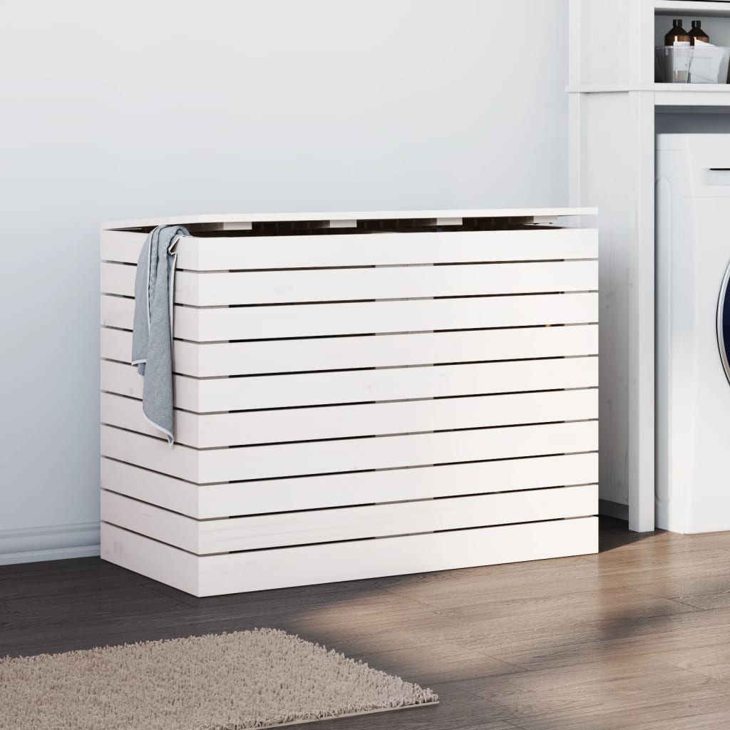 Vidaxl Laundry Basket White 34.8X17.3X26 Solid Wood Pine