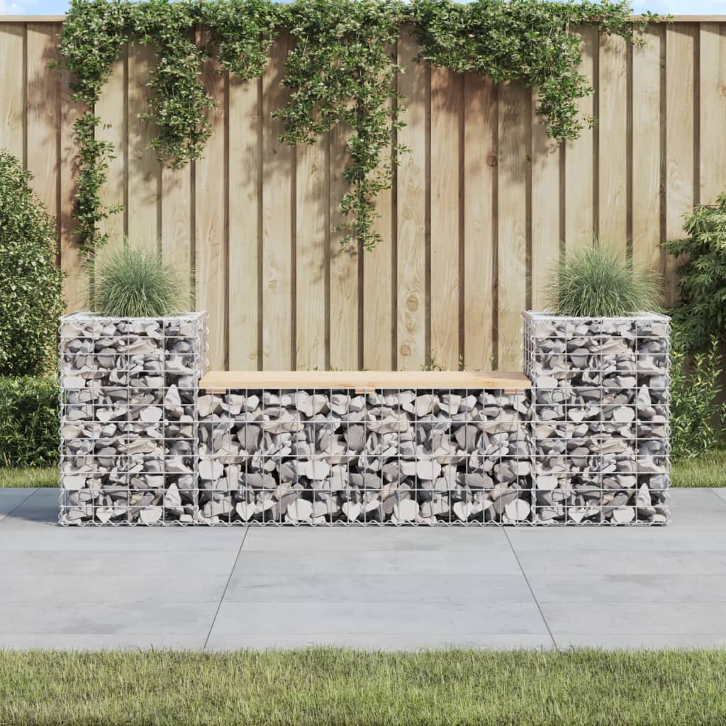 Vidaxl Patio Bench Gabion Design 72X16.1X23.8 Solid Wood Pine