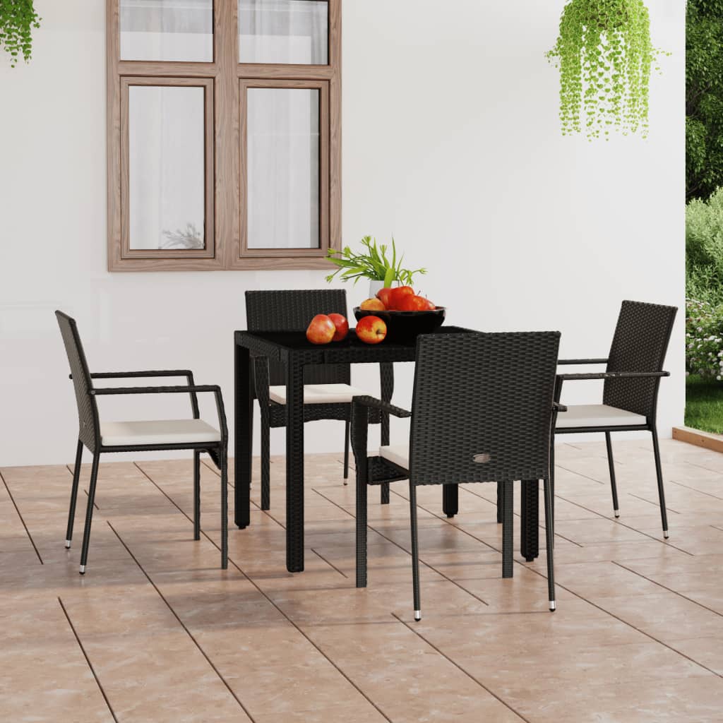 Vidaxl Patio Chairs With Cushions 4 Pcs Poly Rattan Black