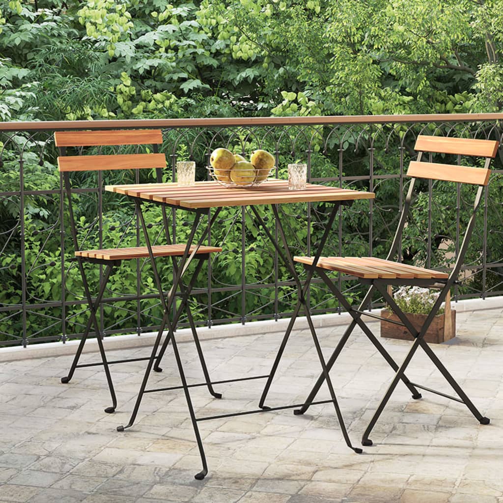 Vidaxl Folding Bistro Table 21.7X21.3X28 Solid Wood Teak And Steel