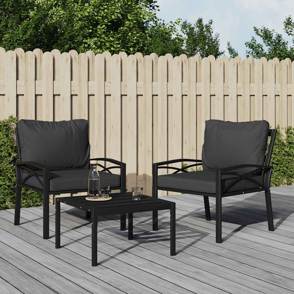 Vidaxl Patio Chairs With Gray Cushions 2 Pcs 26.8X29.9X31.1 Steel