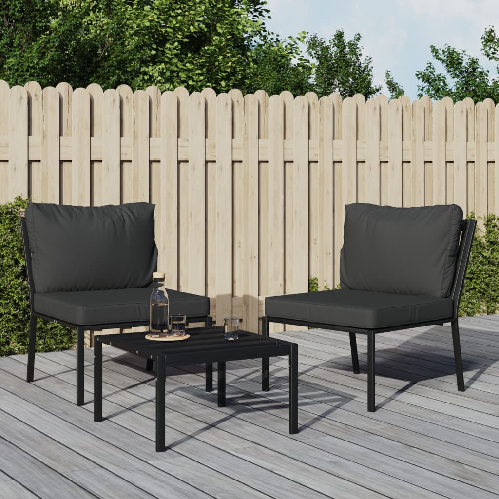 Vidaxl Patio Chairs With Gray Cushions 2 Pcs 23.6X29.1X31.1 Steel